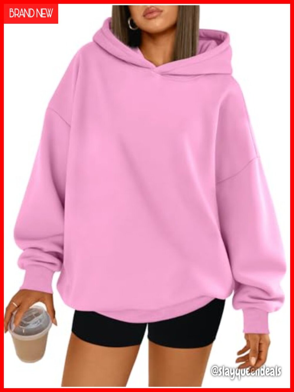 Oversized Hoodie Drop Shoulder Fleece Lined Comfort Sweatshirt Womens